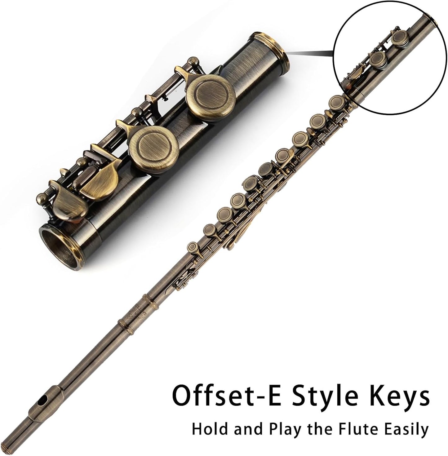 EASTROCK Closed Hole Flutes C 16 Key for Beginner, Kids, Student -Antique Flute with Case Stand and Cleaning kit