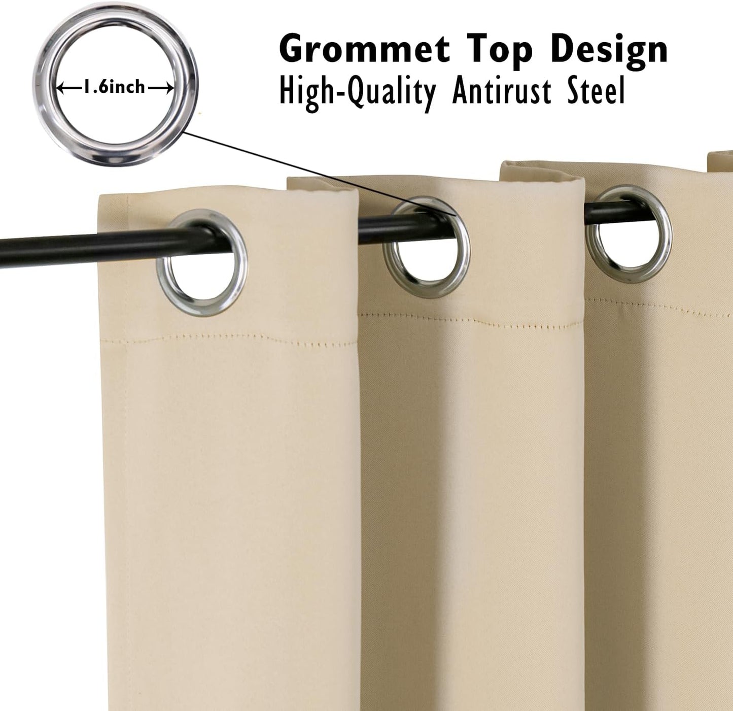 ChrisDowa Blackout Curtains 78 inches Long for Bedroom - 2 Panels Set Grommet Thermal Insulated Room Darkening Curtains for Living Room (Biscotti Beige, 42 x 78 Inch)