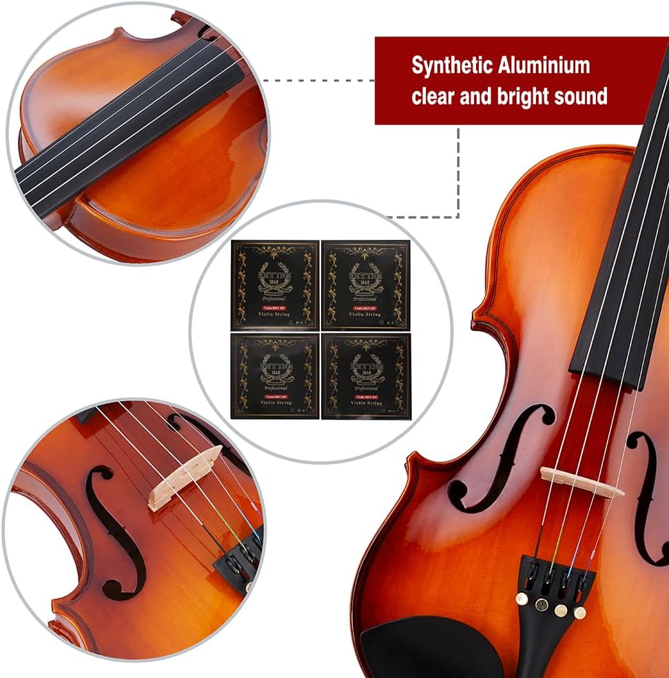 Rhythm Violin Set for Beginners,Acoustic Violins Starter Kit Package for Student,Beginners Fiddle with Hard Case, Rosin, Shoulder Rest, Bow, and Extra Strings (NATURAL, 1/2)