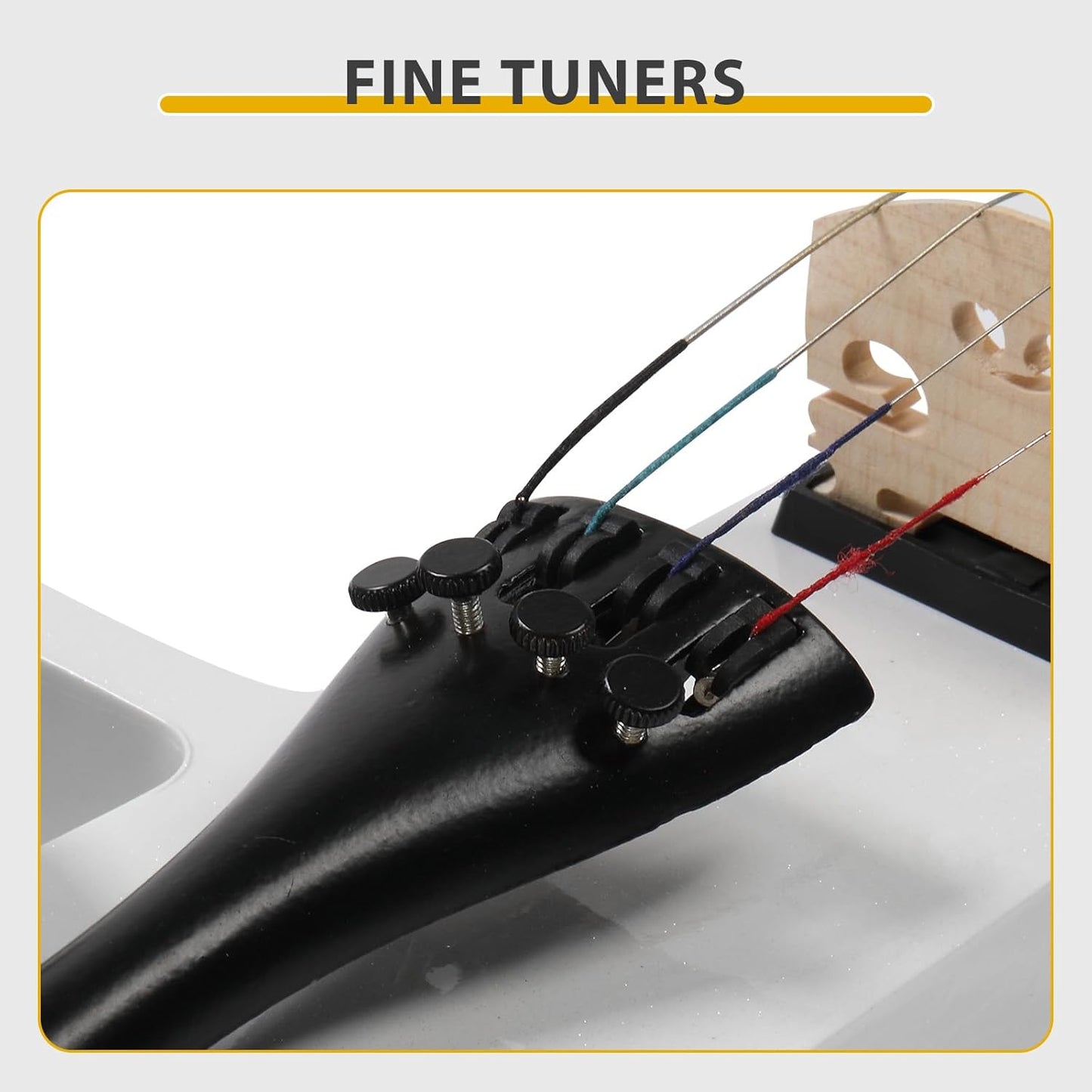 Electric Violin 4/4 Kit,Full Size Beginner Violin for Adults,Students,with Case,Bow, Rosin,Headphones,and Connecting Line,White