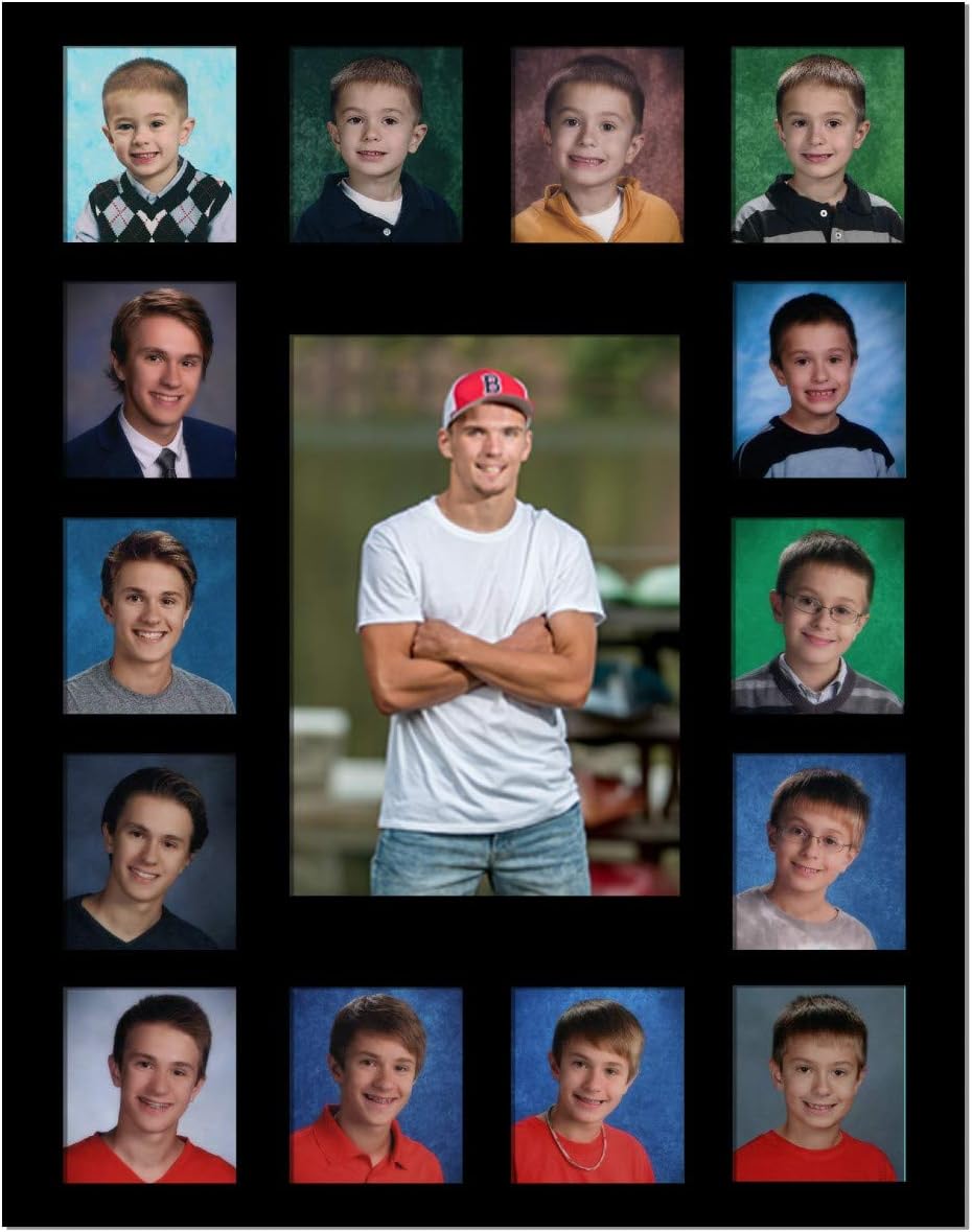 Rustic Red Door Co. School Days Picture Mat with Multiple Openings, Photo Collage, The Days Are Long, No Frame, Pre-School & Kindergarten to 12th Grade (Black, 15 Openings, 2 Pre-School)