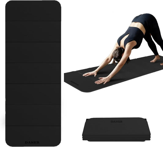 Foldable Yoga Mat 12mm Extra Thick Joint Protection,Portable Design for Travel/Pilates/Board/Camping,Environmental Sports Mat Non-Slip Gym Mat,Odorless POE Material