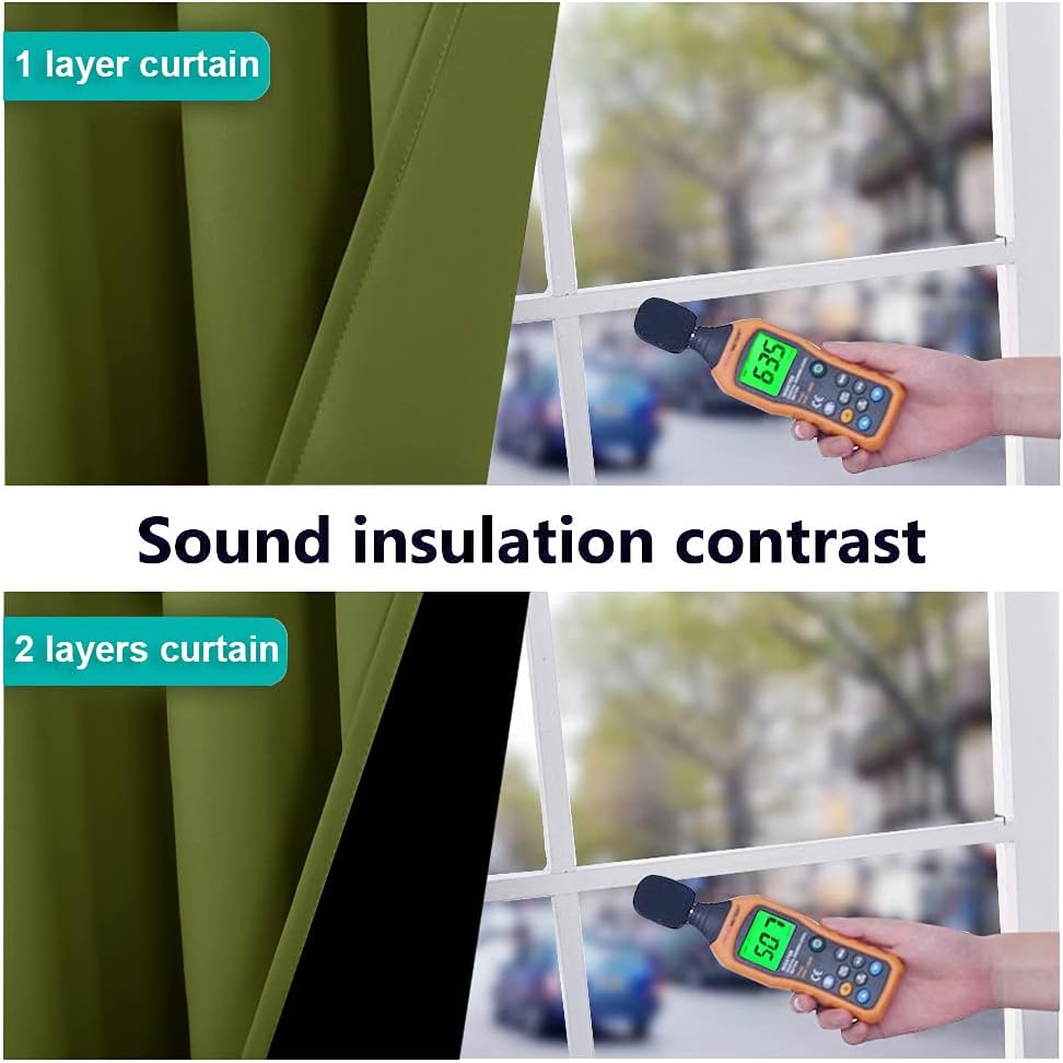 NICETOWN 100% Blackout Curtain Set, Thermal Insulated & Energy Efficiency Window Draperies for Guest Room, Full Shading Panels for Shift Worker and Light Sleepers, Olive Green, 52W x 84L, 2 PCs