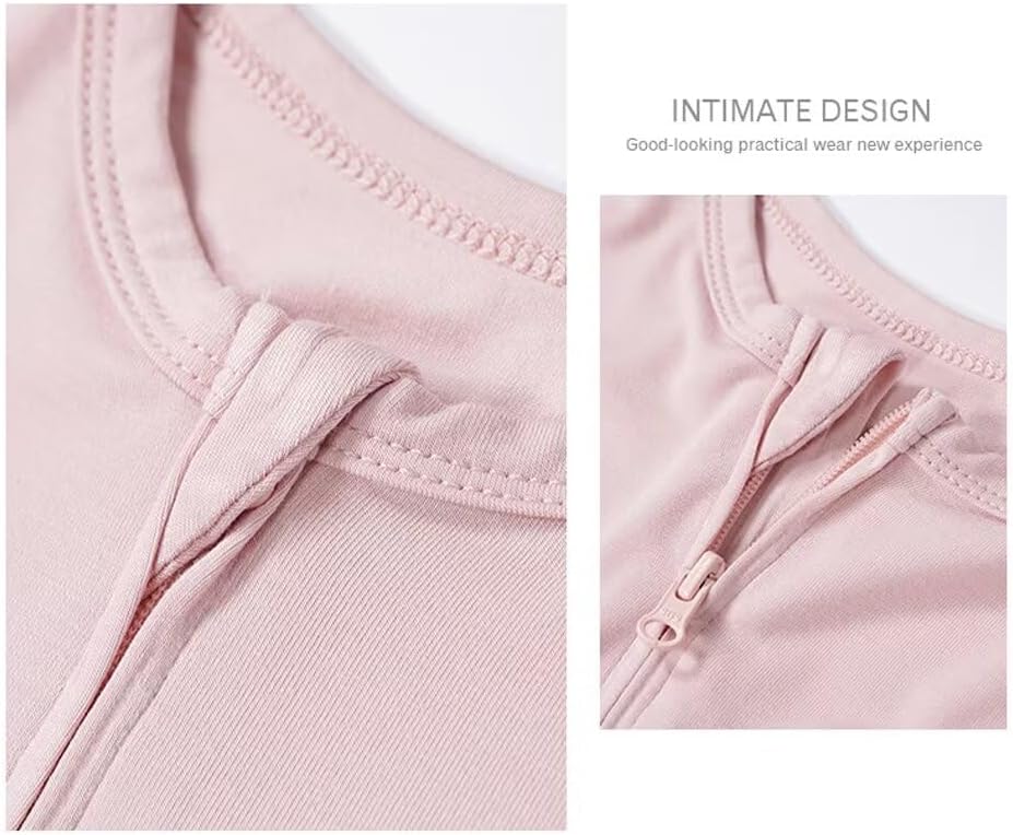 Teach Leanbh Unisex Baby 2 Pack Bamboo Viscose Pajamas Short Sleeve 2 Way Zipper Romper Jumpsuit Sleep and Play