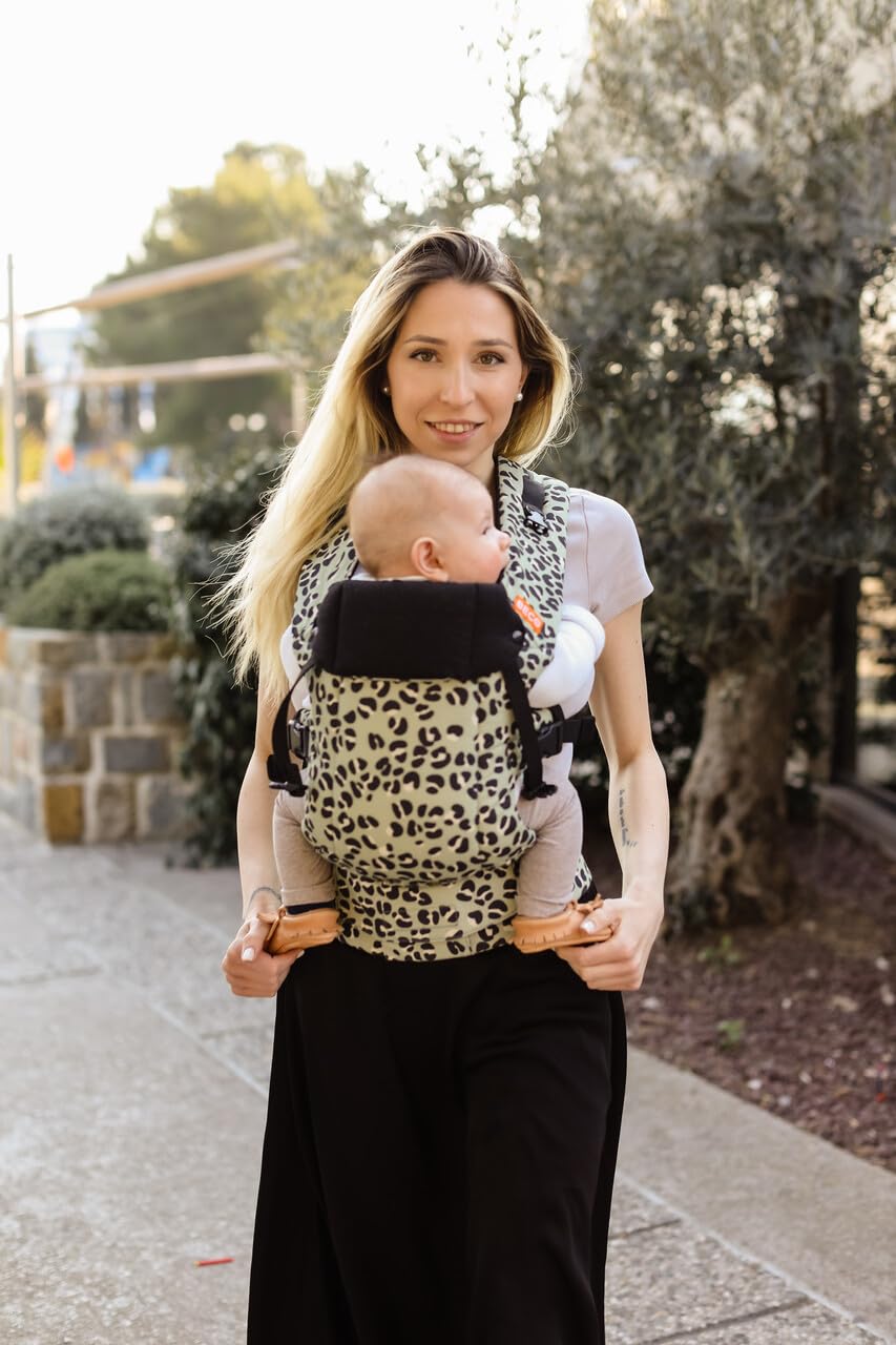 Beco Gemini Baby Carrier Newborn to Toddler - Front, Back and Hip Seat Carrier, Baby Carrier Backpack & Baby Front Carrier with Adjustable Seat, Ergonomic Baby Holder Carrier 7-35lbs (Jade Leopard)