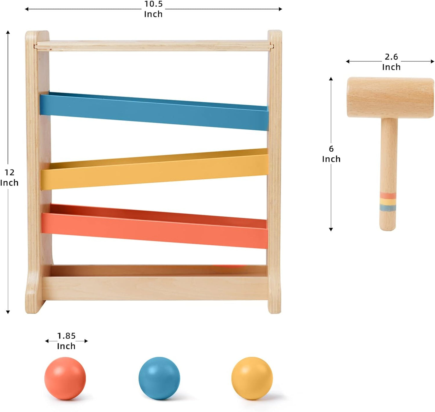 Montessori Ball Tracker, Award Winning Durable Pound A Ball Drop Toy, Early Developmental Montessori Toys, Wooden Toys for Toddlers 1-3 Year Old - Great Birthday Gift