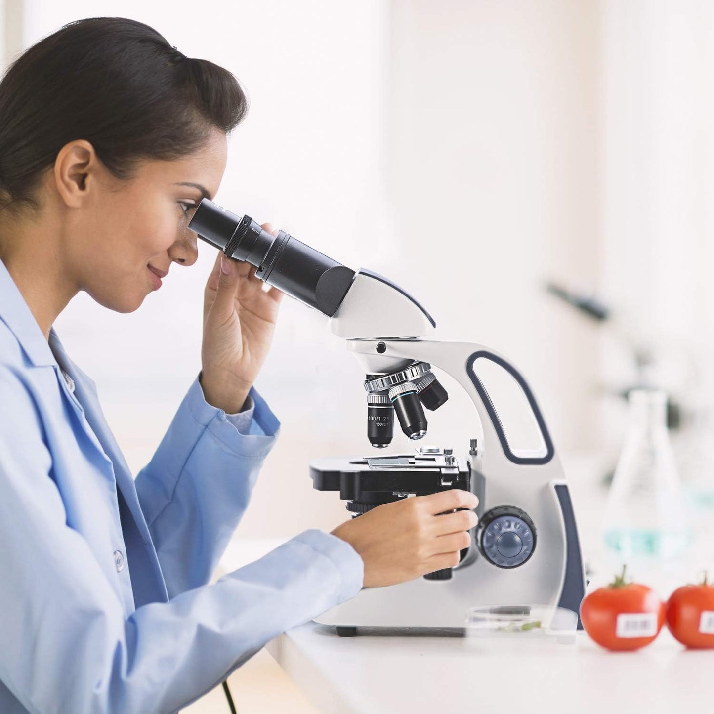 SWIFT SW380B 40X-2500X Magnification, Research-Grade Binocular Compound Lab Microscope, Mechanical Stage, with 5.0 mp Camera and Software Windows/Mac Compatible and 100pcs Blank Slides