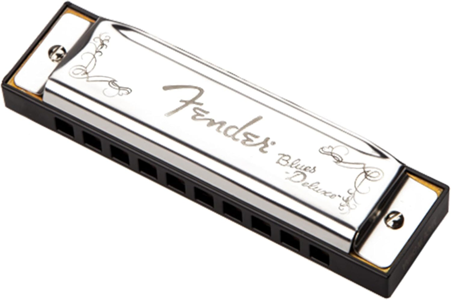 Fender Blues Deluxe Harmonica - Key of A Bundle with Carrying Case, Austin Bazaar Online Manual, and Polishing Cloth