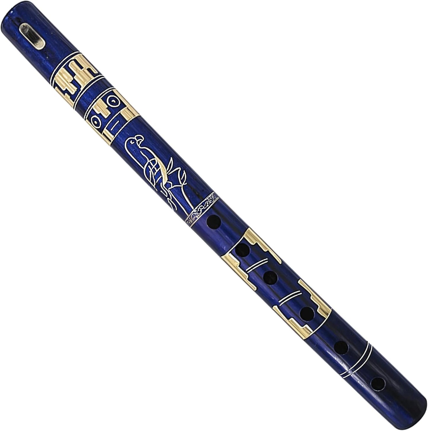 Mia Jewel Shop - Handmade Colored Bamboo Wooden Flute | Tribal Nature Pattern | Native Recorder for Beginners, Meditation & Music Lovers (Indigo)