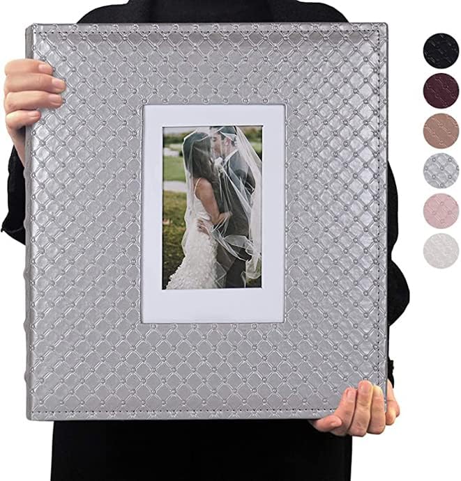 RECUTMS Hold 600 Photos Black Pages Horizontal and Vertical Pictures Album Birthday Christmas Photo Albums Wedding Anniversary Photo Albums Book Holiday Gift(Grey)