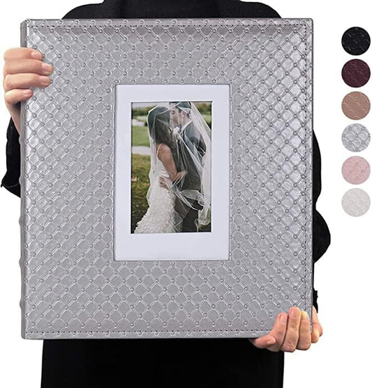 RECUTMS Hold 600 Photos Black Pages Horizontal and Vertical Pictures Album Birthday Christmas Photo Albums Wedding Anniversary Photo Albums Book Holiday Gift(Grey)