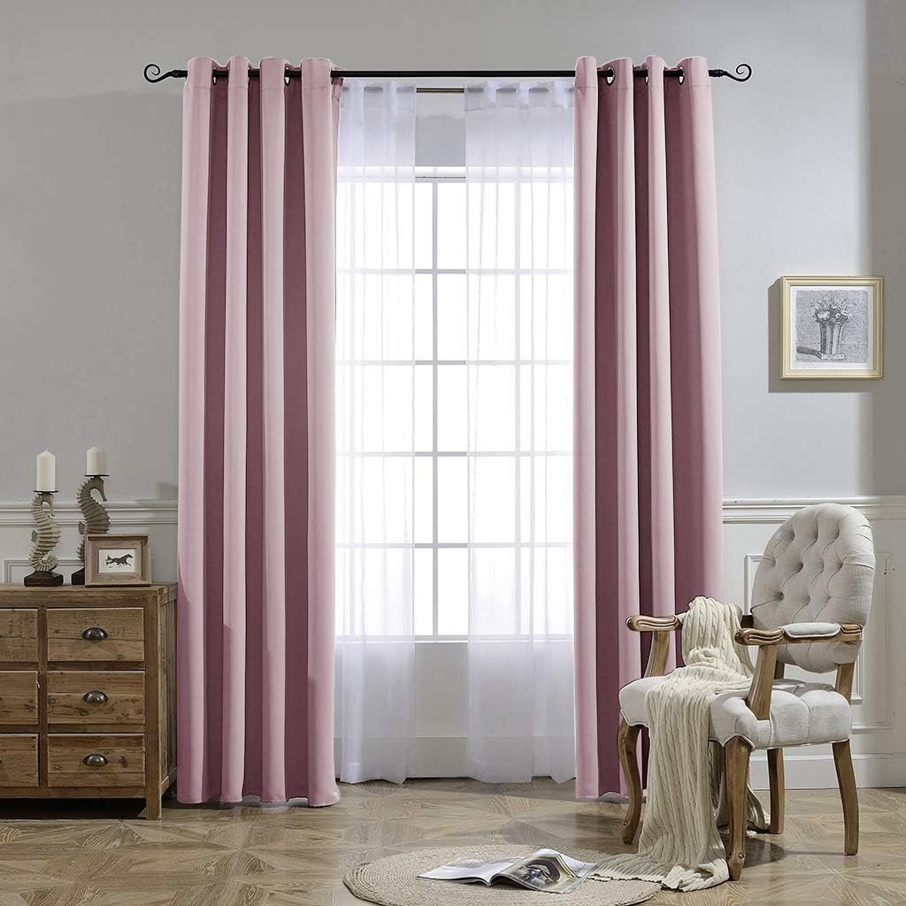 NICETOWN Blackout Curtains for Girls Room - Thermal Insulated Solid Grommet Room Darkening Curtains/Panels/Drapes for Bedroom/Patio (Lavender Pink=Baby Pink, 2 PCs, 52 by 95-Inch)