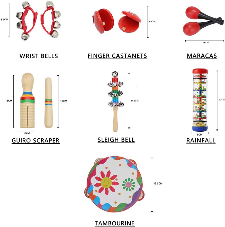 Kids Musical Instruments Toys Set: Baby Music Toys Montessori Percussion for Toddlers - Preschool Educational Musical Toys Set for Boys and Girls with Storage Bag (Red)