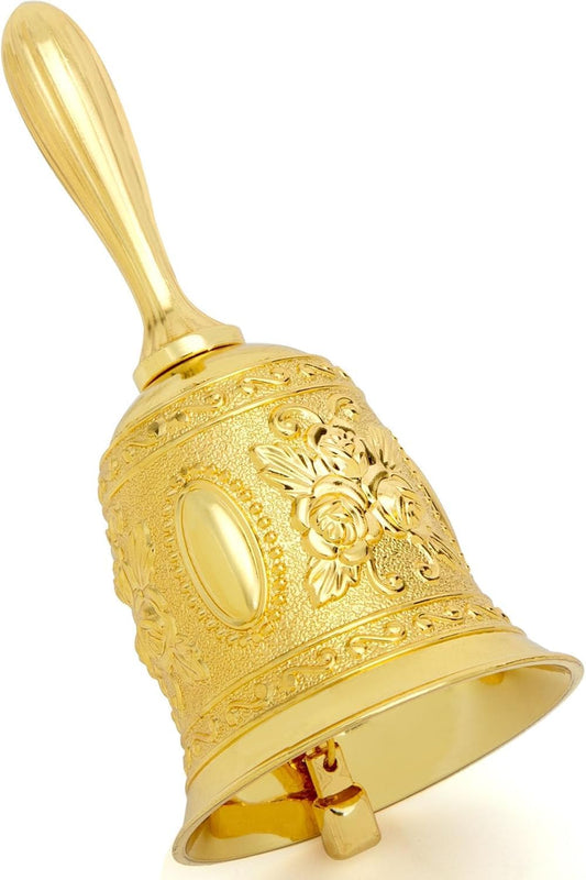 DomeStar Golden Hand Bell, Engraved Wedding, School, Christmas, Alarm and Bedridden Bell