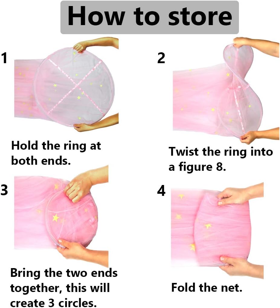 BCBYou Bed Canopy Mosquito Net with Fluorescent Stars Glow in Dark for Baby, Kids, and Adults, for Cover The Baby Crib, Kid Bed, Girls Bed Or Full Size Bed (Light Blue)