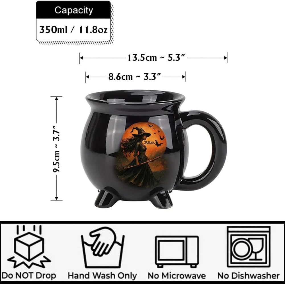 Custom Witch Cauldron Mug, Personalized Witches Brew Halloween Coffee Mug, Halloween Mugs Gifts For Women, Besties, Family, Witches Cauldron, Witch Coffee Mug, Witchy Gifts For Women (1PC)