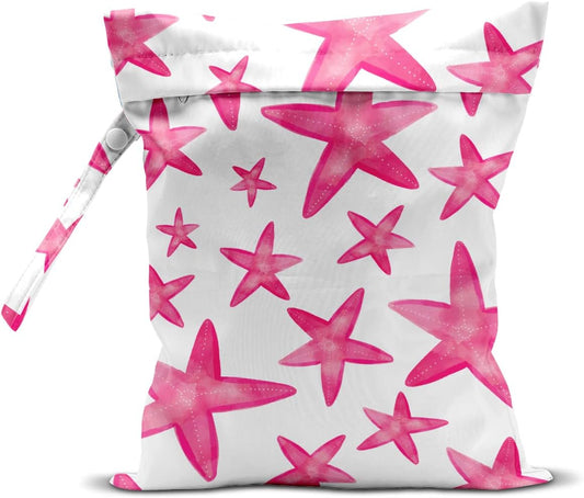 Wet Bag, Wet Dry Bag, Wet Bag for Swimsuit, Travel, Beach, Pool, Diapers, Dirty Yoga Gym Clothes, Makeup Bag, Waterproof Reusable Beach Bag Ocean Decor Starfish Sea Horse Anchor