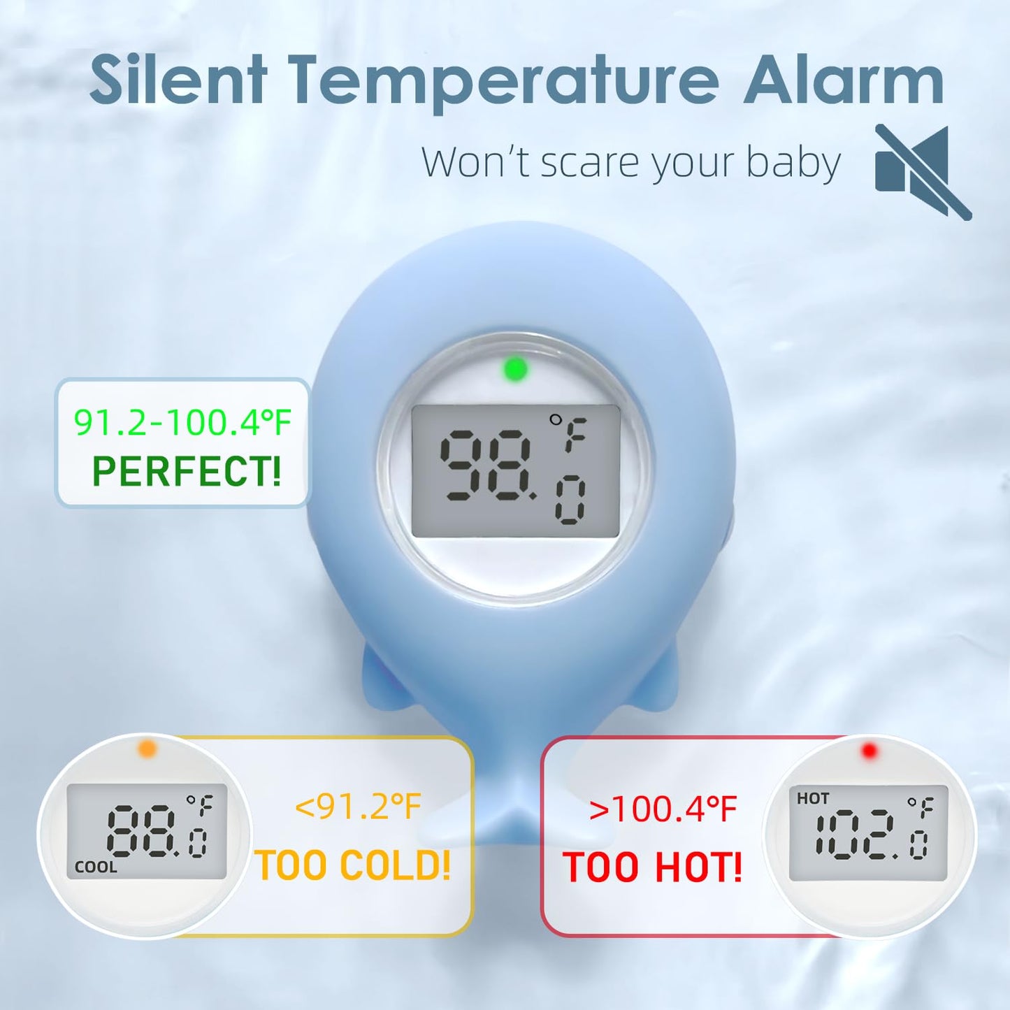Baby Bath Tub Thermometer for Infant, Bathtub Water Temperature Room Thermometer, Safety Floating Bathing Toy, Newborn Essentials, Gifts for Moms Infant - New Upgraded Waterproof