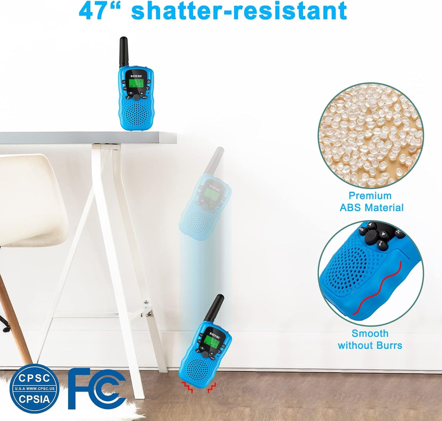 Walkie Talkies for Kids 3 Miles Long Range, 22 Channels Walkie Talkie with Clear Sound & Automatic Squelch, Kids Walkie Talkies, Outdoor Camping Toys for Boys and Girls (Blue Pink Yellow)