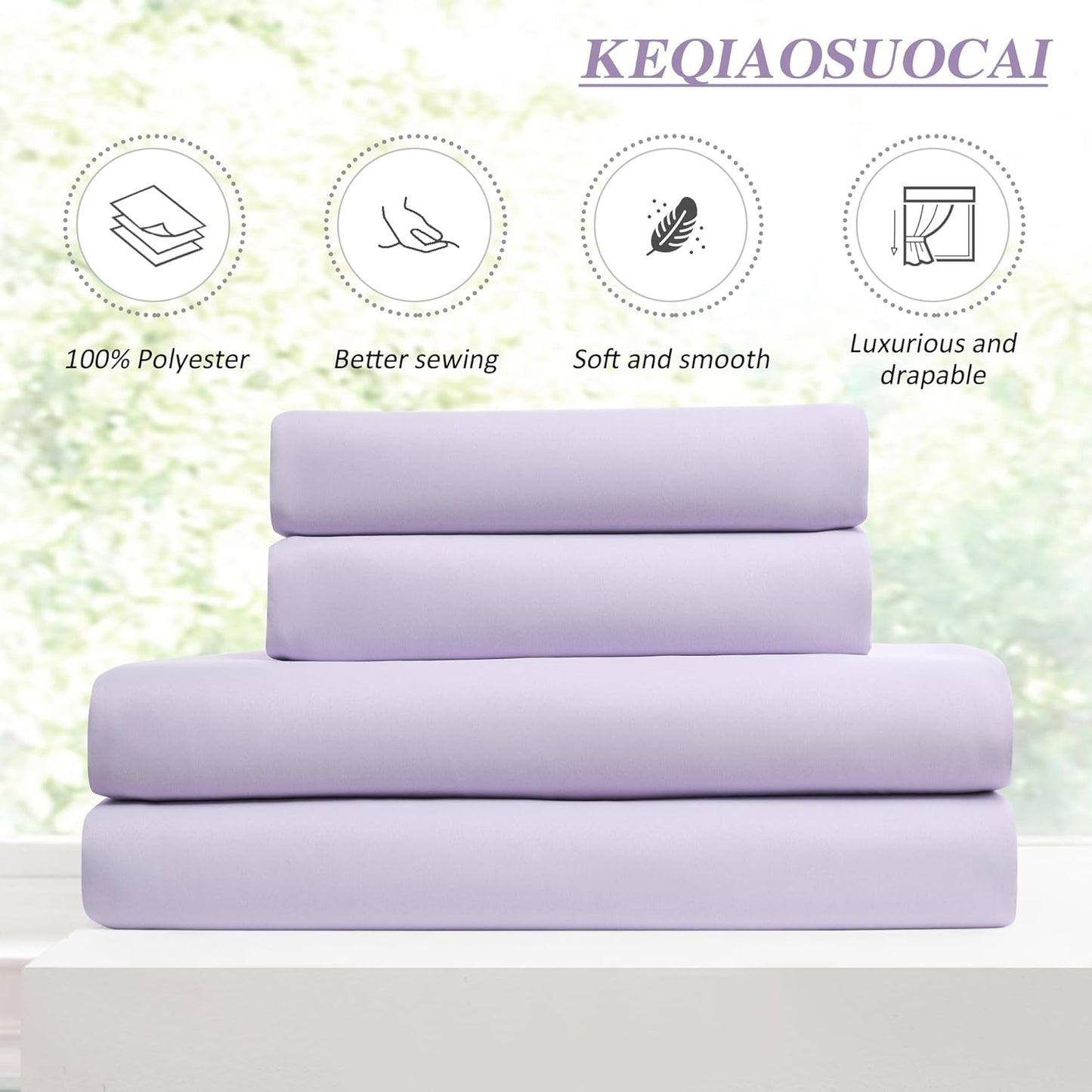 KEQIAOSUOCAI Lilac Blackout Curtain Drapes Pleated with Hooks,Thermal Insulated Solid Drapes Light Blocking Window Treatment for Bedroom Living Room(Lavender, 2 Panels, W40 x L102)