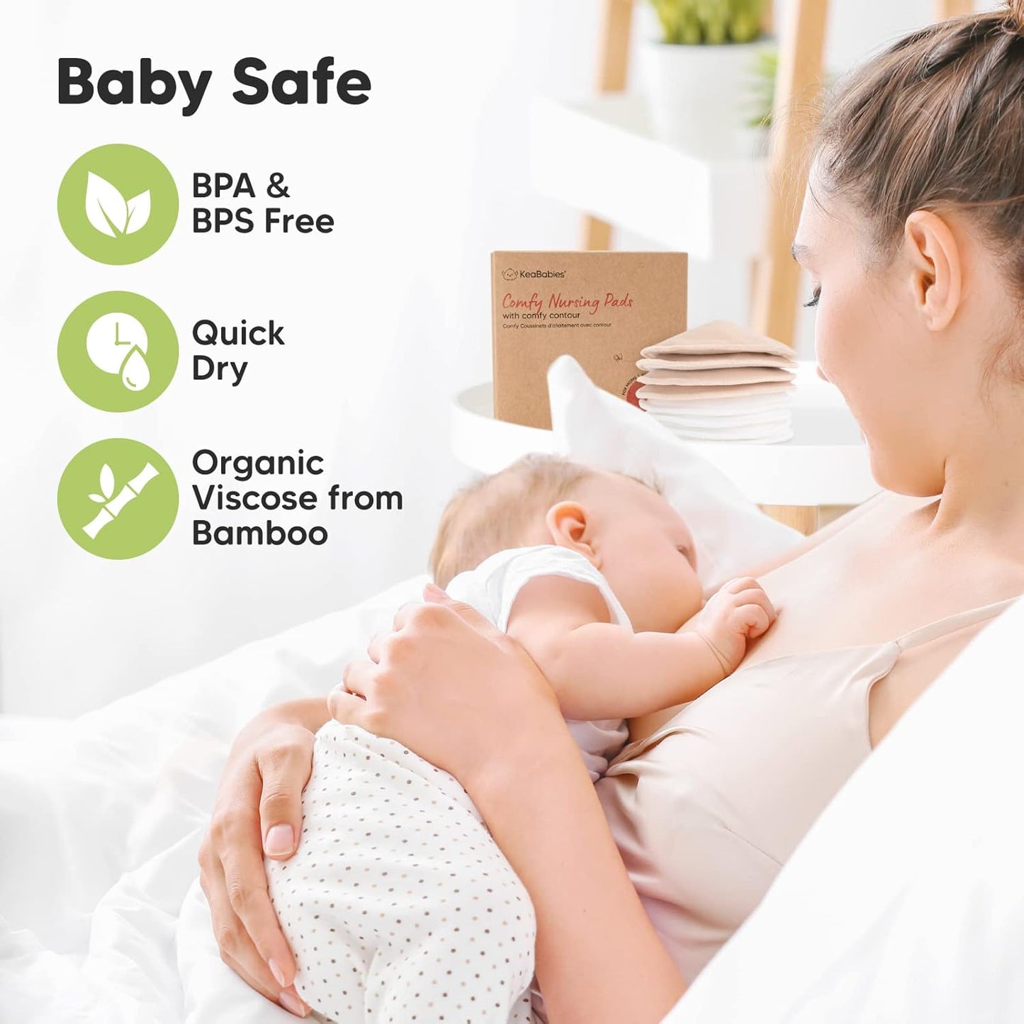Organic Nursing Pads - 8 Washable Viscose Derived from Bamboo Breastfeeding Pads, Wash Bag, Reusable Breast Pads for Breastfeeding, Nipple Pads for Breastfeeding Essentials(Bare Beige, M 3.9")