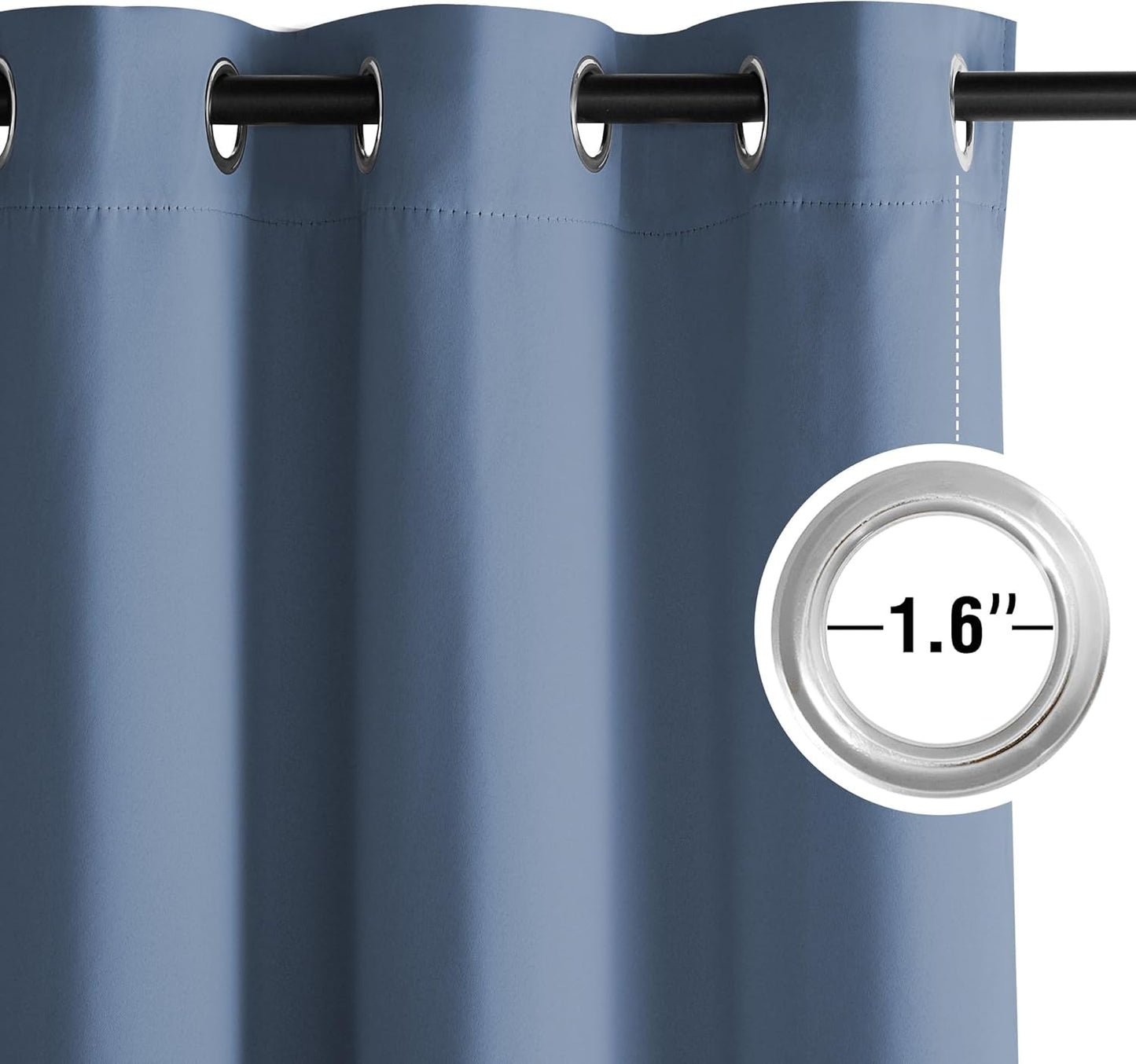 NICETOWN Stone Blue Blackout Curtains 108 inch Long, Thermal Insulated Grommet Privacy Energy Saving Shades for Bedroom, Living Room, Bathroom, Laundry, Patio, Closet, 2 Panels, W52 x L108