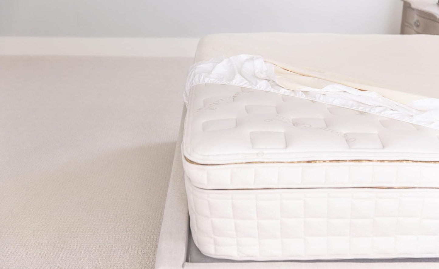 Naturepedic Organic Waterproof Mattress Protector Pad - Washable & Reusable Fitted Stretch Knit Mattress Cover - Highly Absorbent Bed Incontinence Pads - Breathable Cotton Protector for Queen, 9"-16"