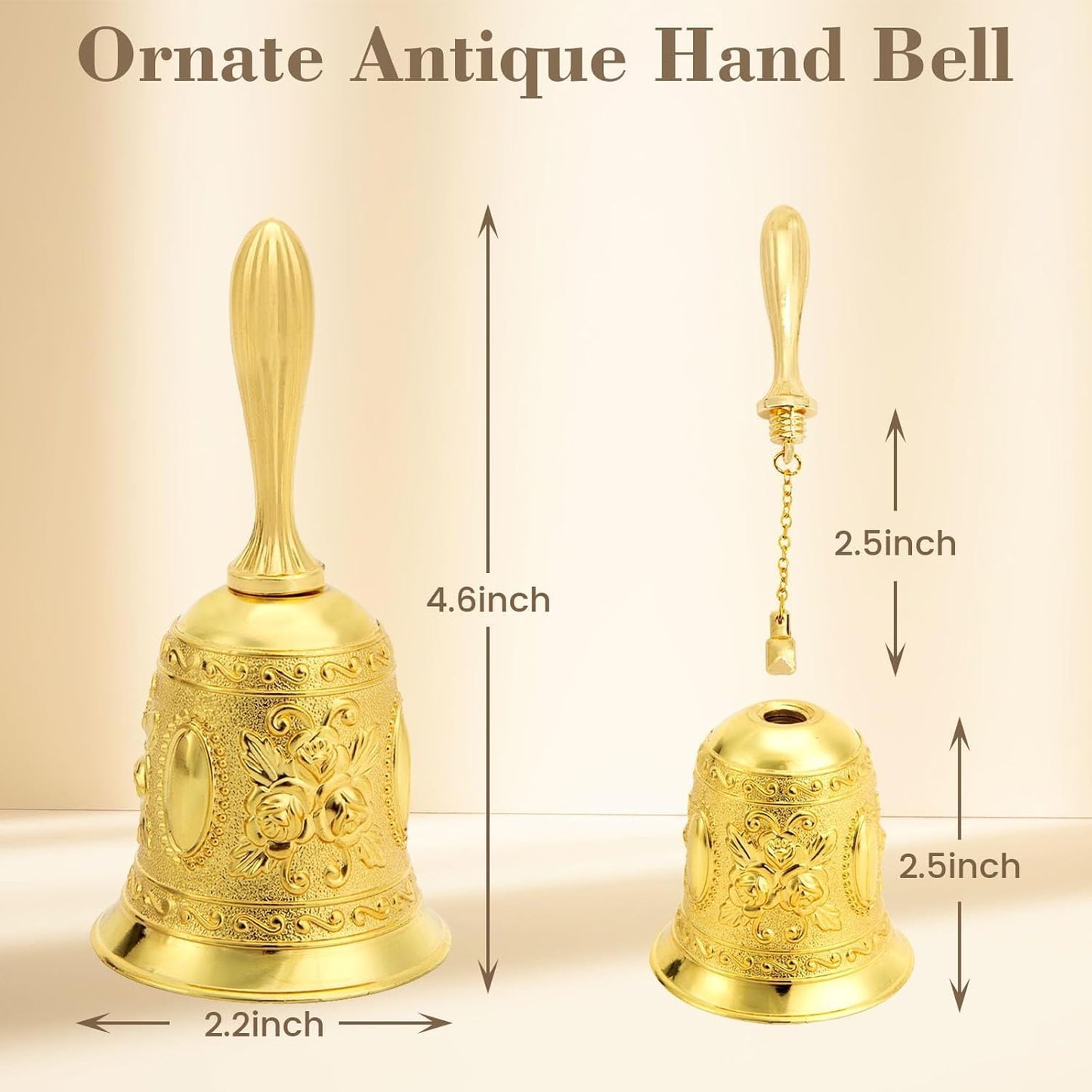DomeStar Golden Hand Bell, Engraved Wedding, School, Christmas, Alarm and Bedridden Bell