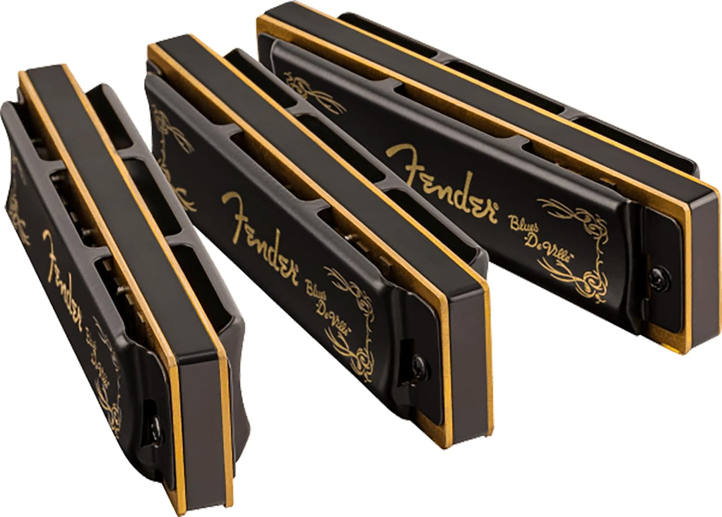 Fender Blues DeVille Harmonica - 3 Pack Bundle with Case, Austin Bazaar Instructional Manual, and Polishing Cloth