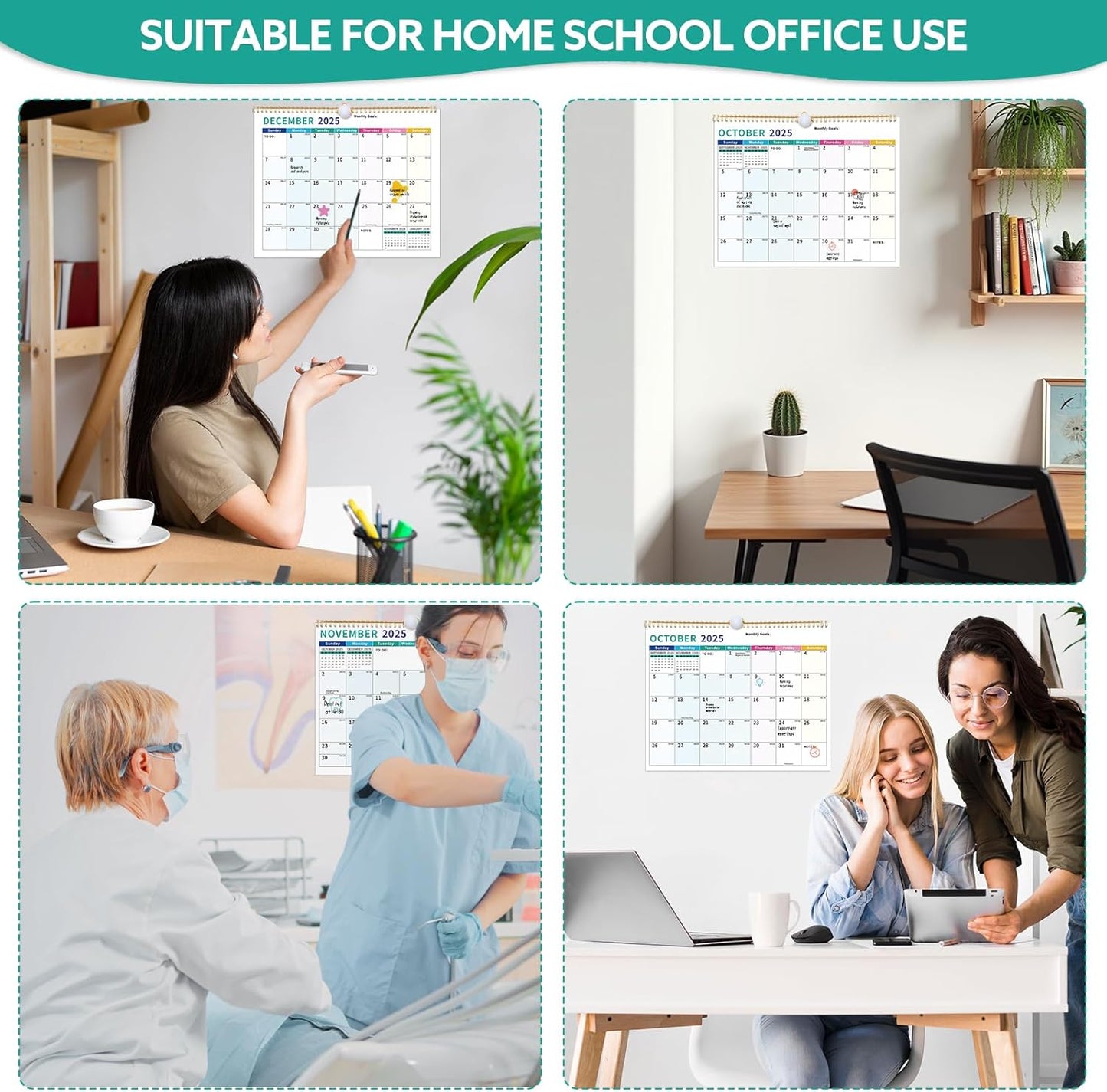 Wall Calendar 2025-2026, 18 Month Large Desk Calendar from July 2025 to December 2026 14.5" x 11.8" Monthly Calendar with Twin-Wire Binding for Home Office Planning Organisers, Colorful Blocks