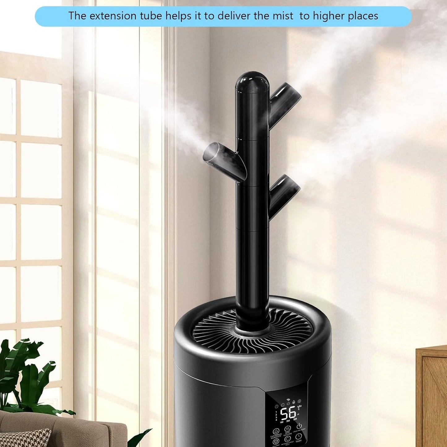 Large Humidifiers for Large Room 2000 sq ft, 17L/4.5Gal Humidifiers for Bedroom, Quiet Floor Humidifier with 4 Mist Mode & Extension Tube for Home Whole House School Office Commercial Plants