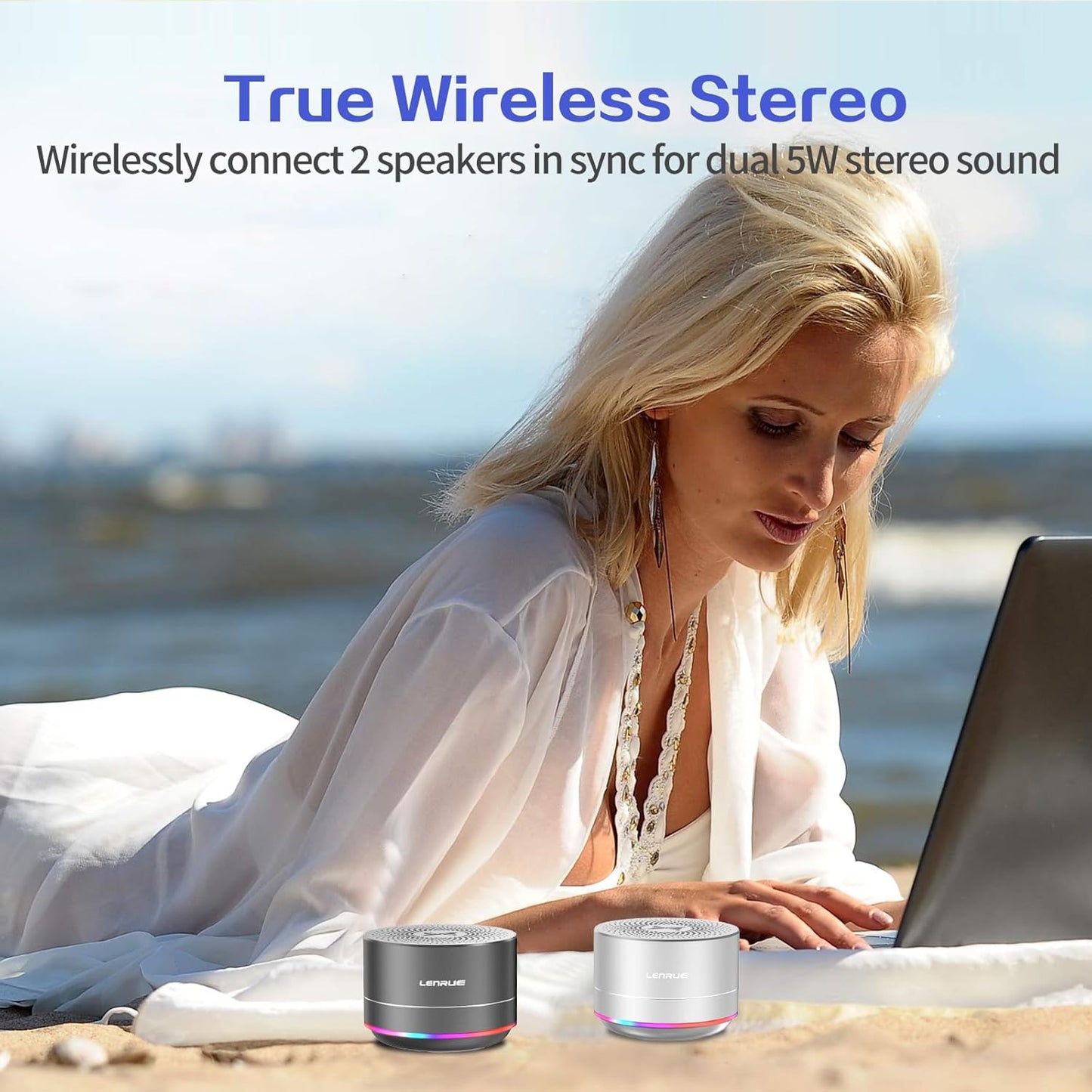 LENRUE Portable Bluetooth Speakers,Wireless Speaker with Clear Sound, Long Playtime, Small Mini Metal Speaker,Christmas Birthday Gifts for Men, Women,Kids (Space-Gray)