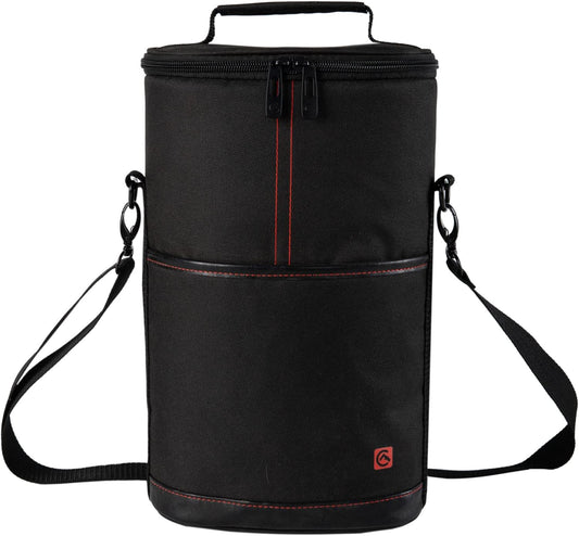 ALLCAMP 2 Bottle Wine Tote Carrier - Insulated Portable Padded Canvas Wine Bag for Travel, BYOB Restaurant, Wine Tasting, Party, Great Christmas Day Gift for Wine Lover，Black
