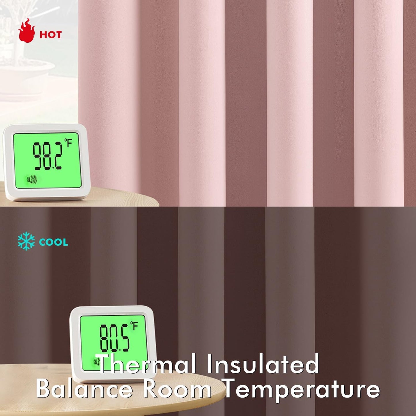 MIULEE Short Curtains for Windows - Baby Pink Blackout Half Window Curtains Thermal Insulated Privacy Drapes for Kitchen Bedroom Bathroom Grommet Top Small Basement Tiers W40 x L36 Inch 2 Panels