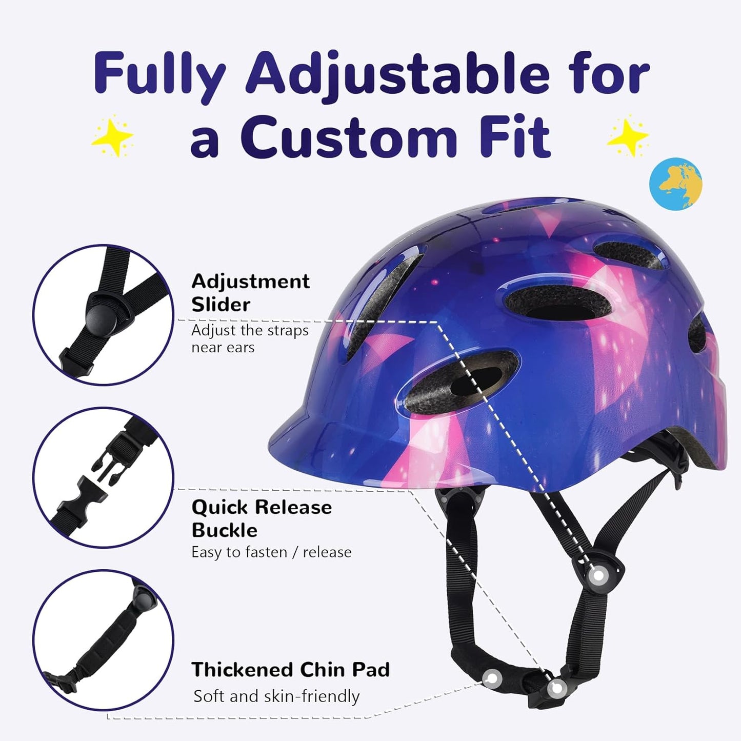 Kids/Youth Bike Helmet for Boys Girls and Teens, Adjustable and Multi-Sport for Bicycle, Kick Scooter, Skateboard, Roller/Inline Skate
