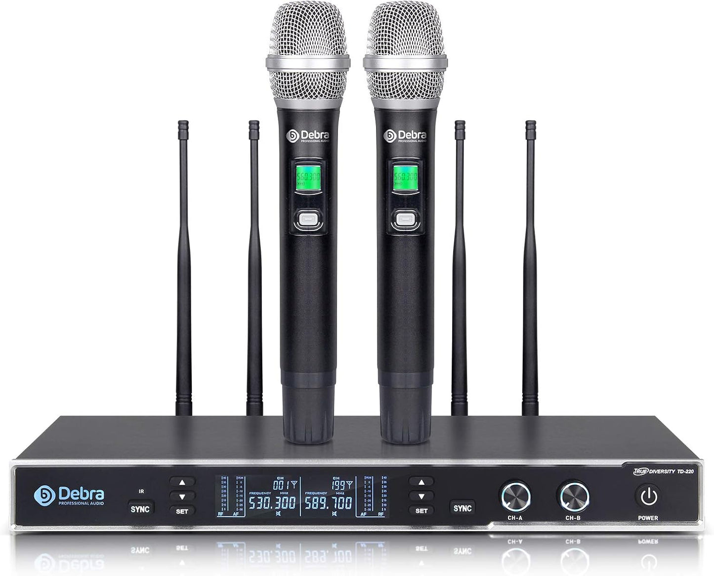 D Debra Audio TD-220 Wireless Microphone System with 2 Cordless Mics, Home Karaoke KTV Set, Ideal for Party, Church, Weddings, Stage, DJ, Outdoor, 650 Ft (TD-220)