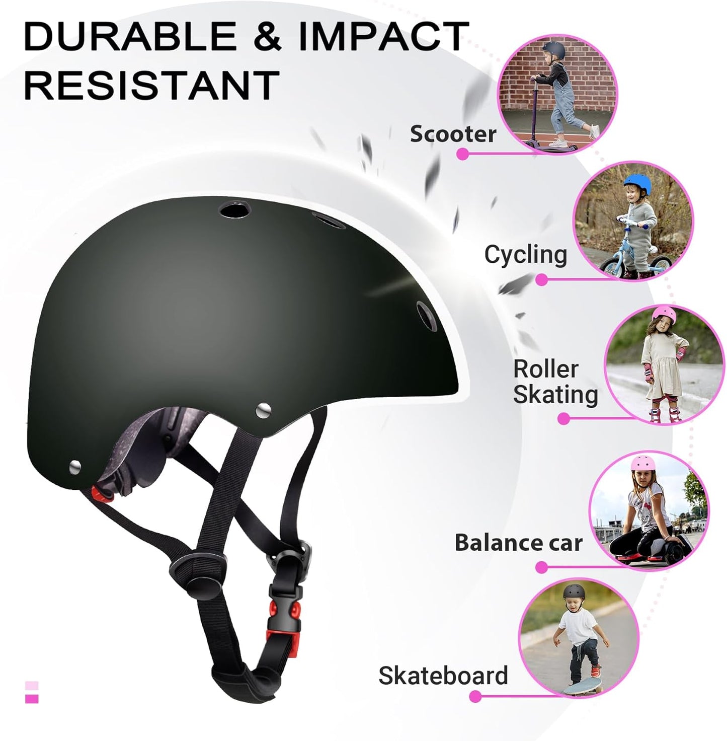 Kids Helmet for 2-3-5-8-14 Ages Girls and Boys, Ventilation and Impact Resistance Toddler Helmet for Multi-Sport Bicycle Scooter Inline Roller Skate and Skateboarding