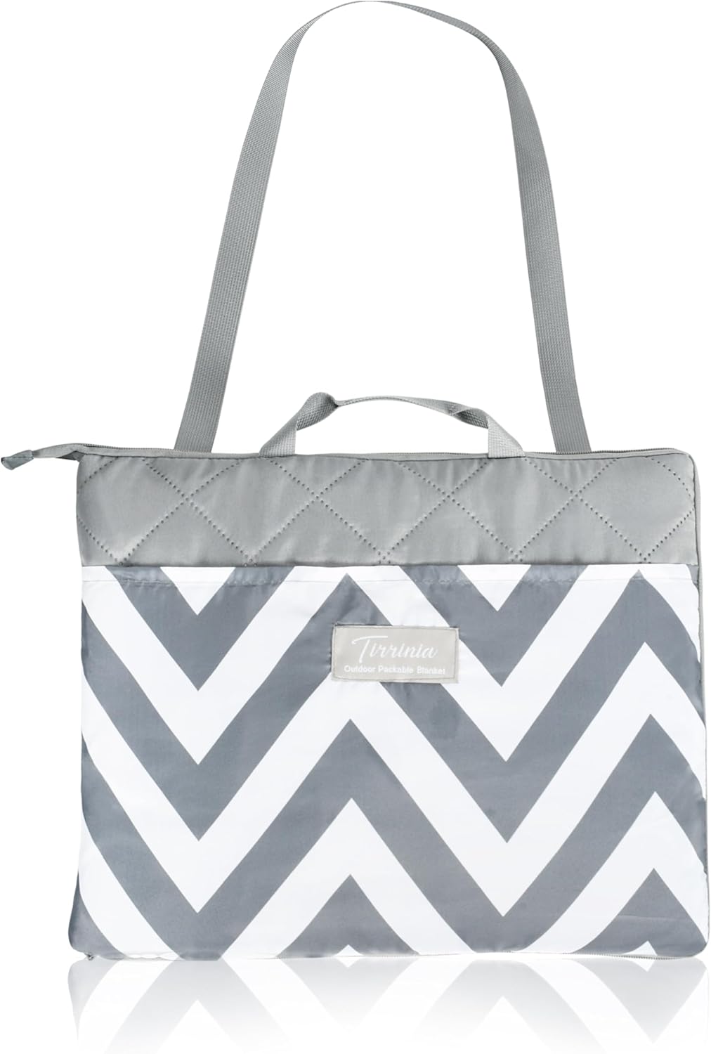 Waterproof Picnic Blanket, Lightweight 50” x 60” Foldable Sandproof Beach Blanket with Large Pocket, Portable Outdoor Camping Blanket Great Couples Gift Ideas, Gray Wavy