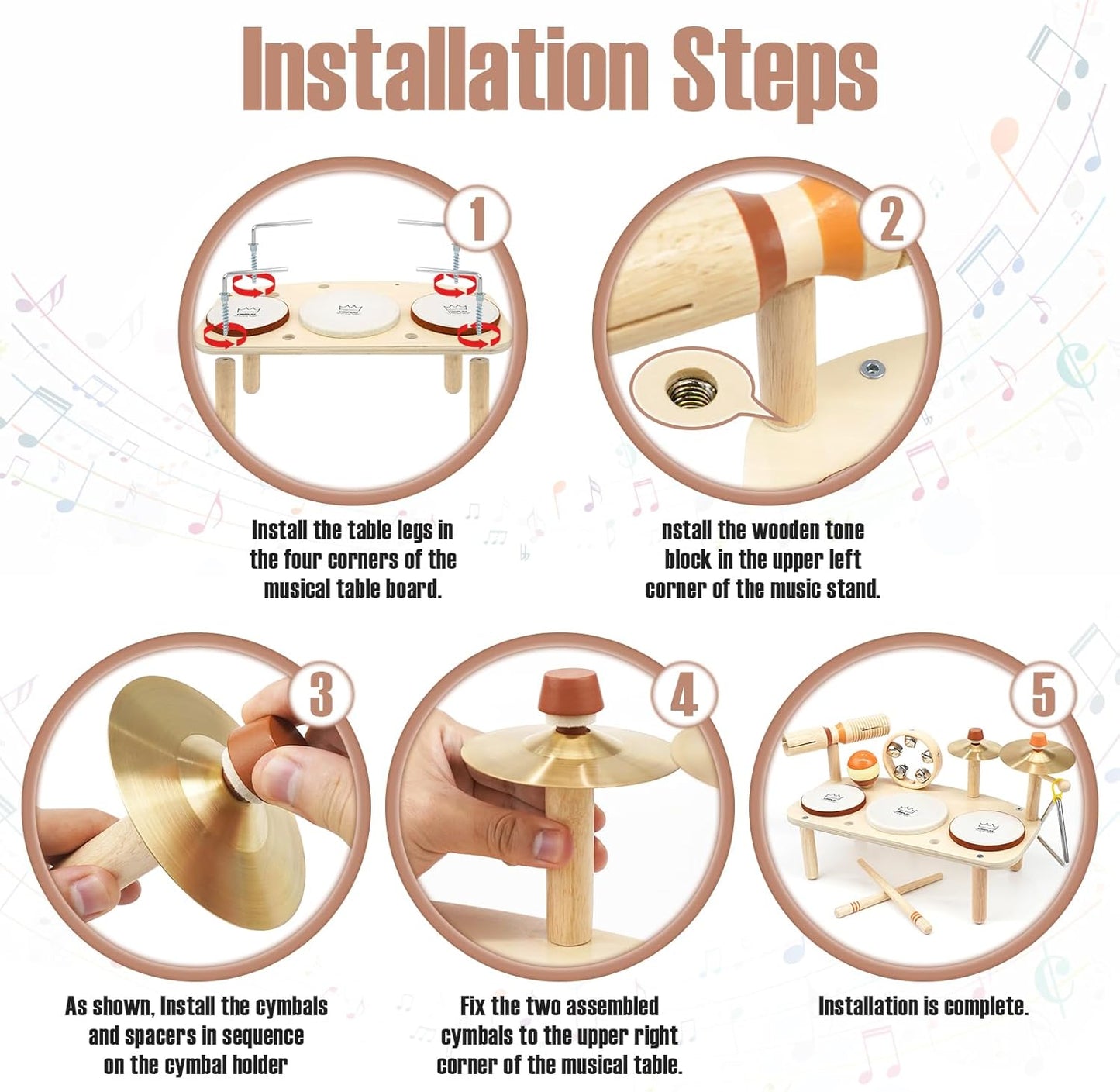 Kids Drum Set - Montessori Toys for 2 Year Old Boy Girl Birthday Gifts, 11 in 1 Wooden Musical Instruments for Toddlers 2-3, Musical Activity Table Preschool Learning Toys for Baby 18+ Months