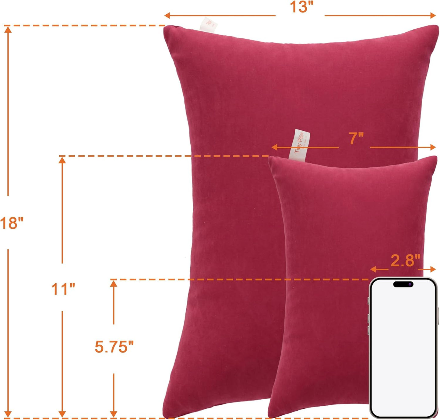 NTBAY Tiny Pillows, Down Alternative 7"x11" Microfiber Mini Pillow for Travel, Pets, Soft Machine Washable Small Pillows for Neck, Wrist, Lumbar and Knee, Red