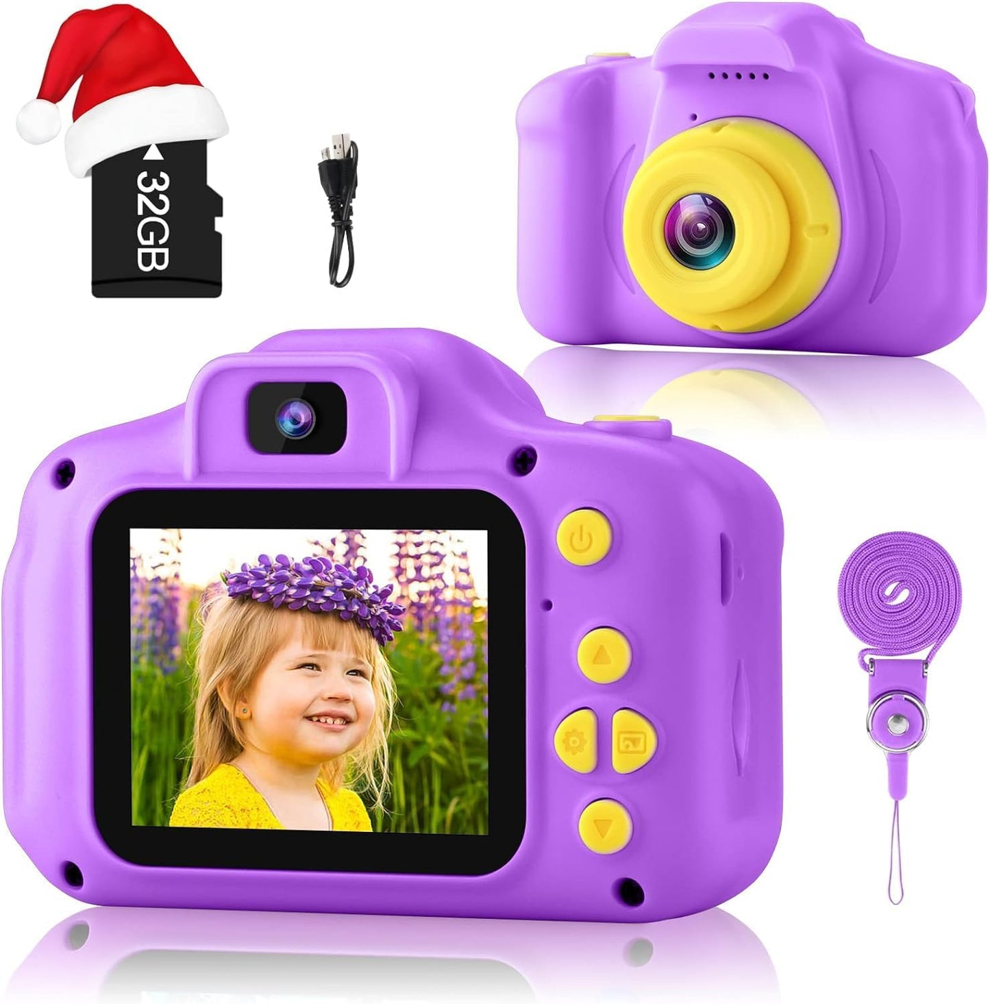 GKTZ Toys for Girls Age 3-8, Kids Camera Digital Video Toddler Camera Children Camcorder Birthday Gifts for 3 4 5 6 7 8 Year Old Girls with 32GB SD Card