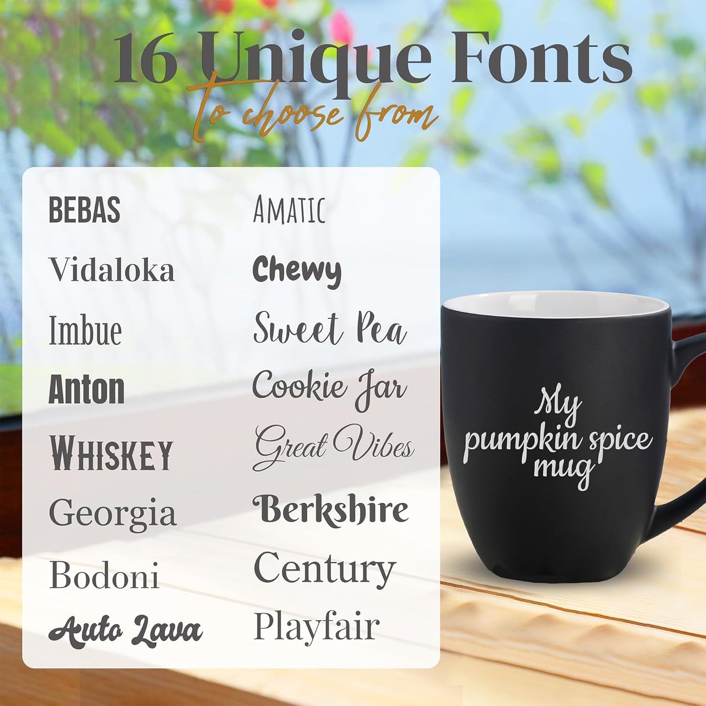 Personalized Coffee Mug Engraved with your Custom Text - Customized Coffee Mugs, Hot Chocolate Mug, Tea Cup, Birthday Gifts, Retirement Gift (Engraved Custom Text, Matte Black)