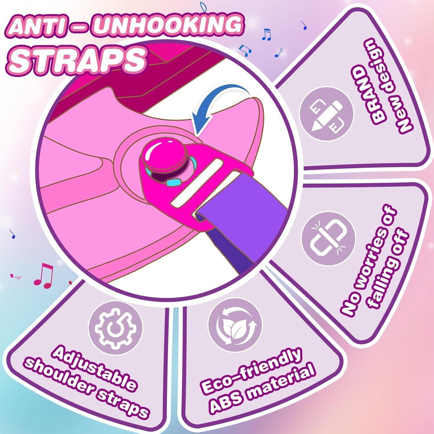 Kids Guitar and Microphone Set, Microphone with Stand and Color Light, Toy Guitar with Strap and Adjustable Volume, Toddler Musical Instrument for 5-9, Kids Karaoke Machine for Boy Girls (Pink)