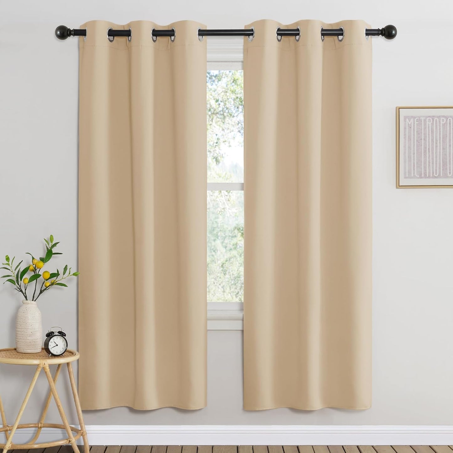 NICETOWN Blackout Window Curtains 72 inches Long, Thermal Insulated Grommet Room Darkening Window Treatments for Bedroom/Living Room, Biscotti Beige, Set of 2, W37 x L72