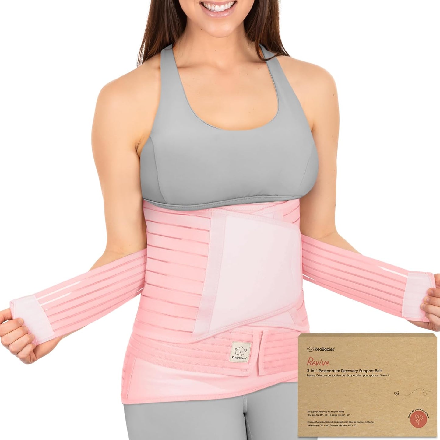 3 in 1 Postpartum Belly Support Recovery Wrap – Postpartum Belly Band, After Birth Brace, Slimming Girdles, Body Shaper Waist Shapewear, Post Surgery Pregnancy Belly Support Band (Blush Pink, M/L)