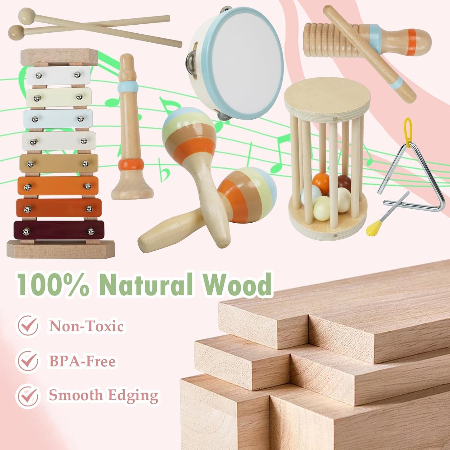 Toddler Musical Instruments,Kid Musical Instrument,Baby Musical Instruments, Musical Instruments for Toddlers1-3,Montessori Kid Musical Instruments,Wooden Musical Instruments ToysSet 7 in1,Gift