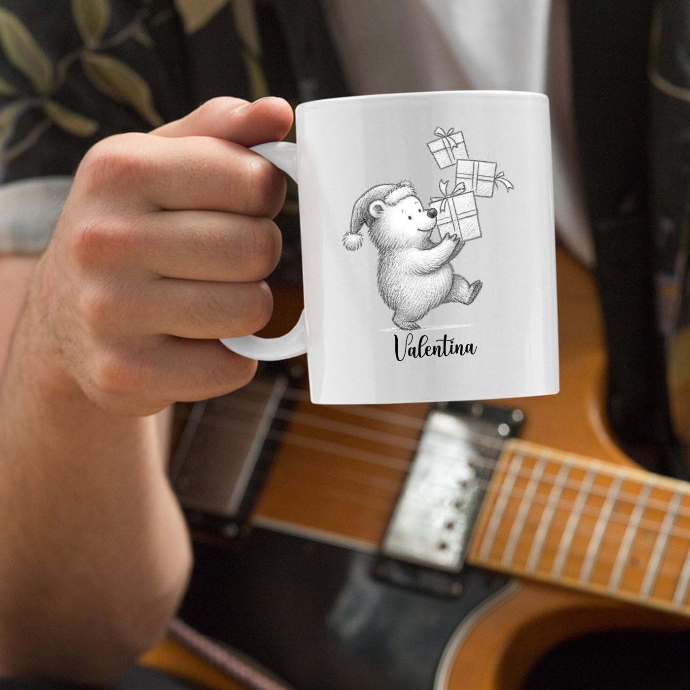 Cute Bear Animal Coffee Cup, Personalized Bear Lover Accent Mug Gift For Men Women Birthday Christmas, Customized Name Animal Coffee Mug Gift For Daughter Son Kids Child, Bears White Teacup 11 15 Oz