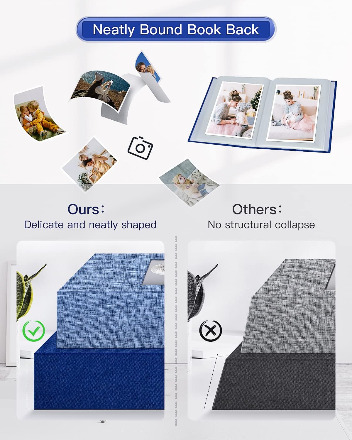 popotop Photo Album 4x6-100 Photos Photo Books with 100 Vertical Pockets,Linen Cover Albums for Family Wedding Anniversary Baby Vacation Pictures