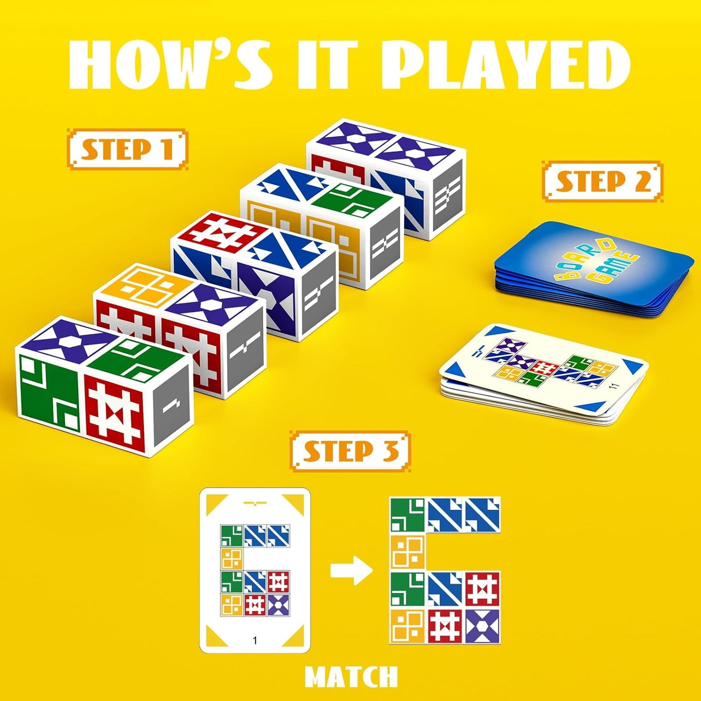 Family Matching Game for Kids & Adults, Block Puzzle Board Games for Boys & Girls Ages 4-8 8-12, 2+ Player Card Puzzles for Children 3+ Year Olds