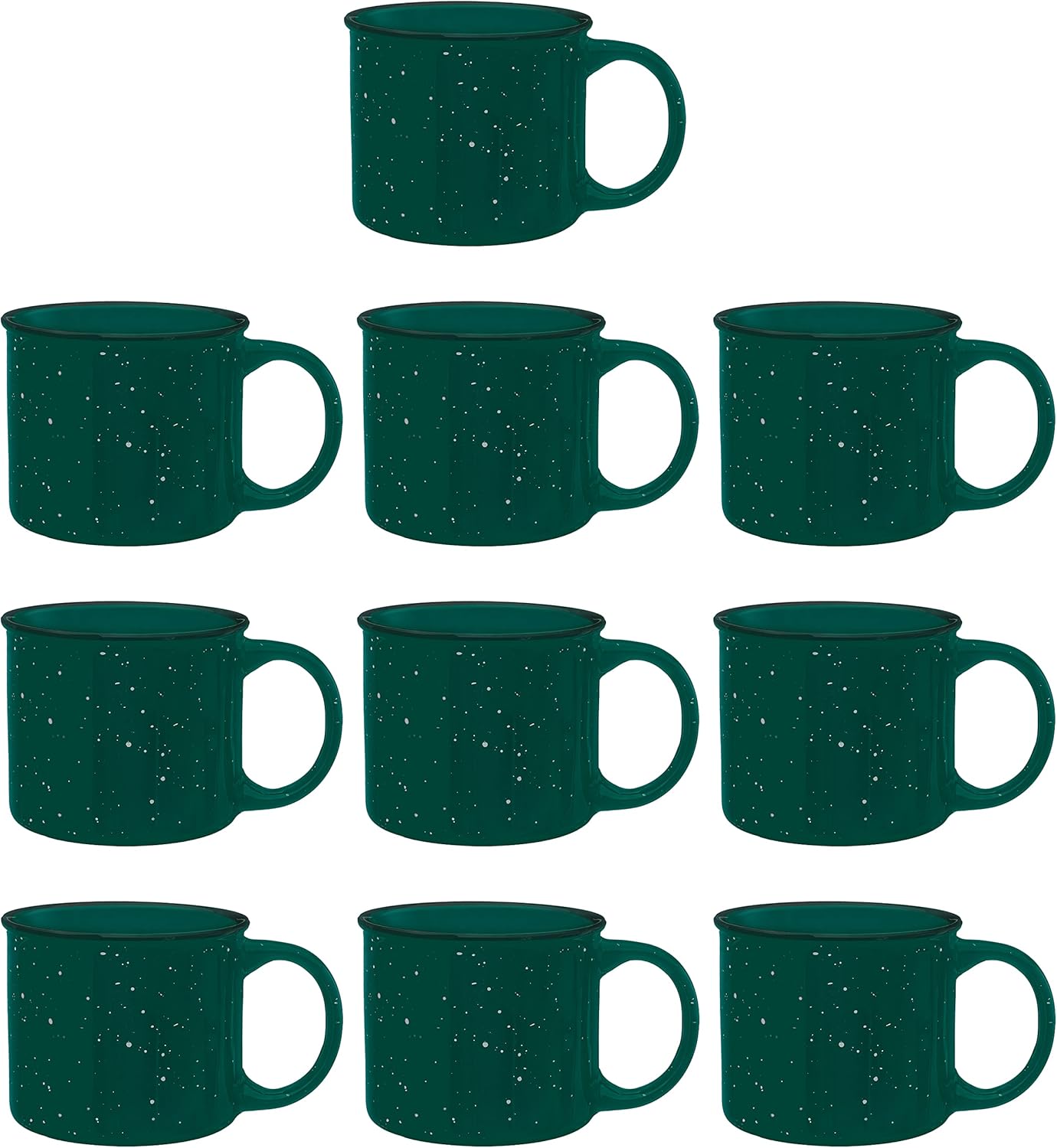 DISCOUNT PROMOS Ceramic Campfire Coffee Mugs 13 oz. Set of 10, Bulk Pack - Perfect for Tea, Espresso, Cappuccino, Hot Cocoa - Green